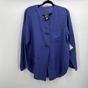Maralyce Ferree Jacket Womens Small Purple Toggle Button‎ Linen Boxy Lagenlook